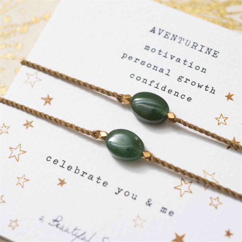 A Beautiful Story You & Me edelsteen armband kaart | Aventurine | INDISHA