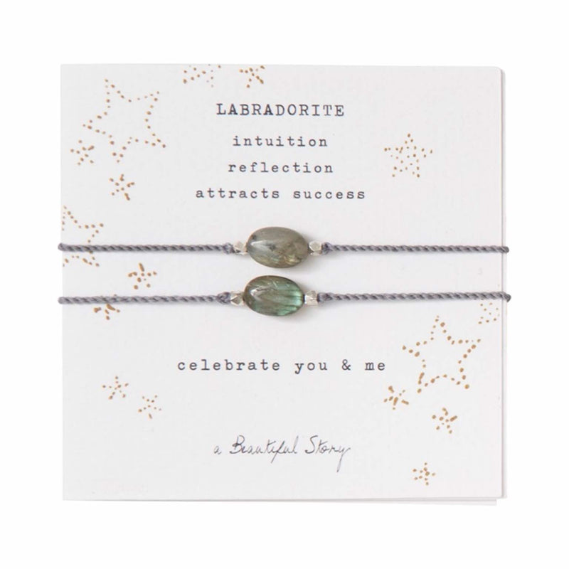 A Beautiful Story You & Me edelsteen armband kaart | Labradorite| INDISHA