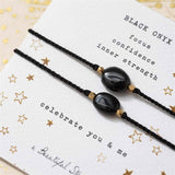 A Beautiful Story You & Me edelsteen armband kaart | Black Onyx | INDISHA