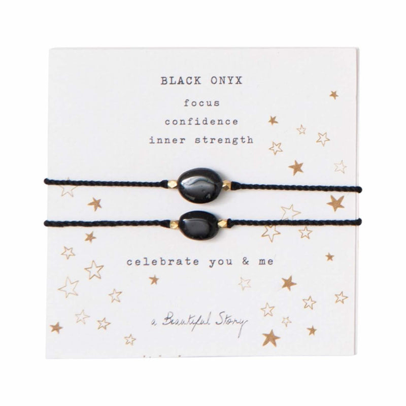 A Beautiful Story You & Me edelsteen armband kaart | Black Onyx | INDISHA