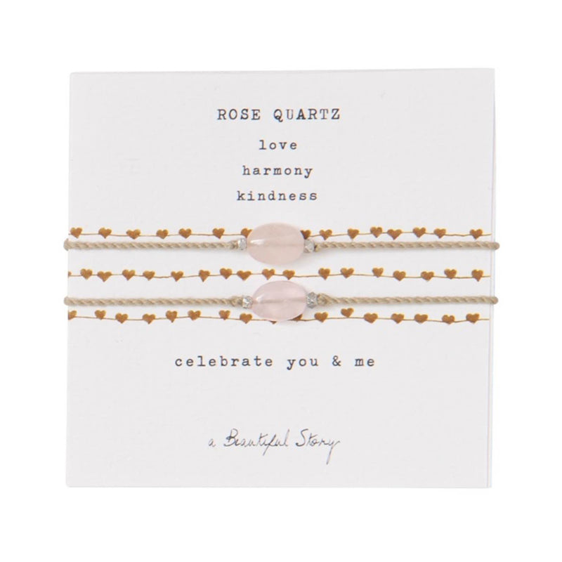 A Beautiful Story You & Me edelsteen armband kaart | Rosequartz | INDISHA