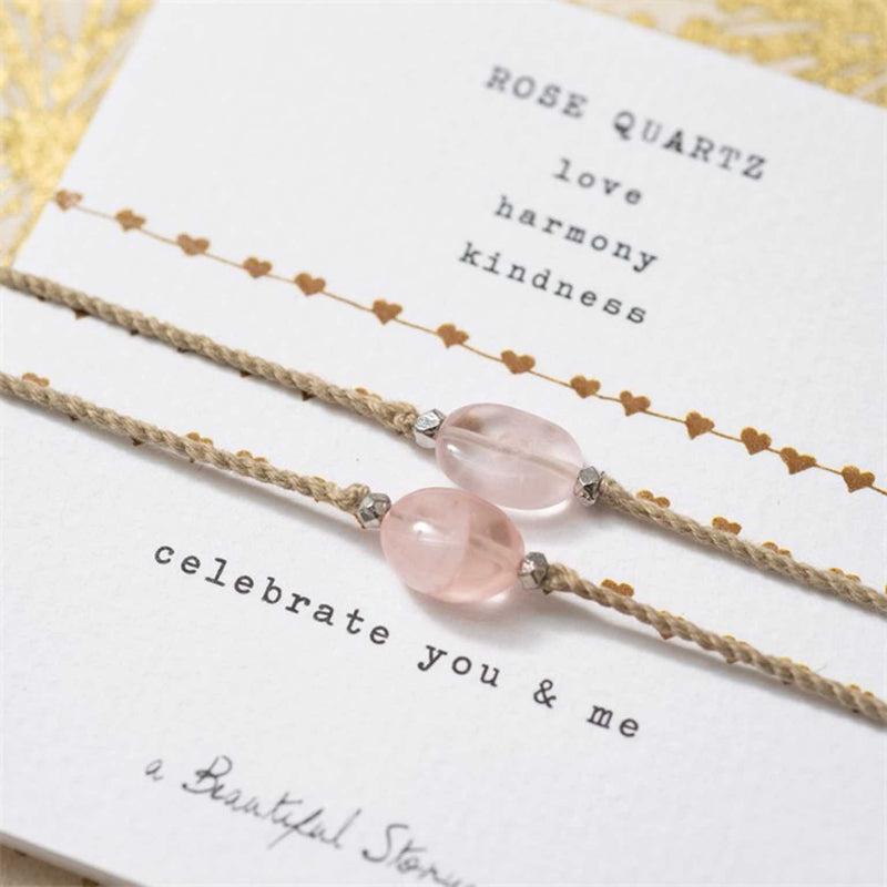 A Beautiful Story You & Me edelsteen armband kaart | Rosequartz | INDISHA