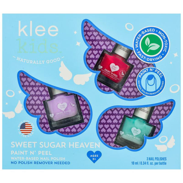 Klee Kids veilige nagellak set Sugar Heaven rood, lila, lichtblauw peel off