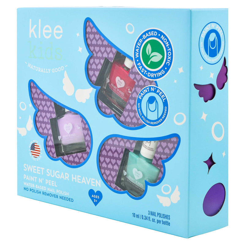 Klee Kids veilige nagellak set Sugar Heaven rood, lila, lichtblauw peel off