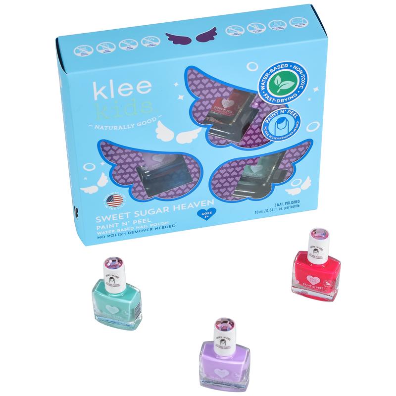 Klee Kids veilige nagellak set Sugar Heaven rood, lila, lichtblauw peel off