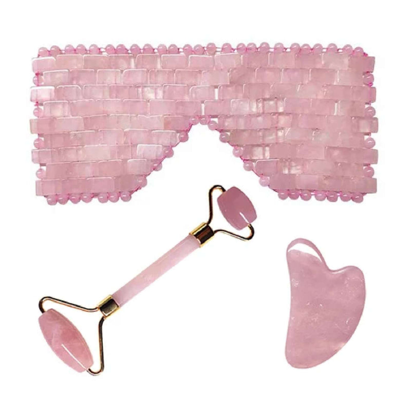 Set Rosequartz roller guasha en gezichtsmasker