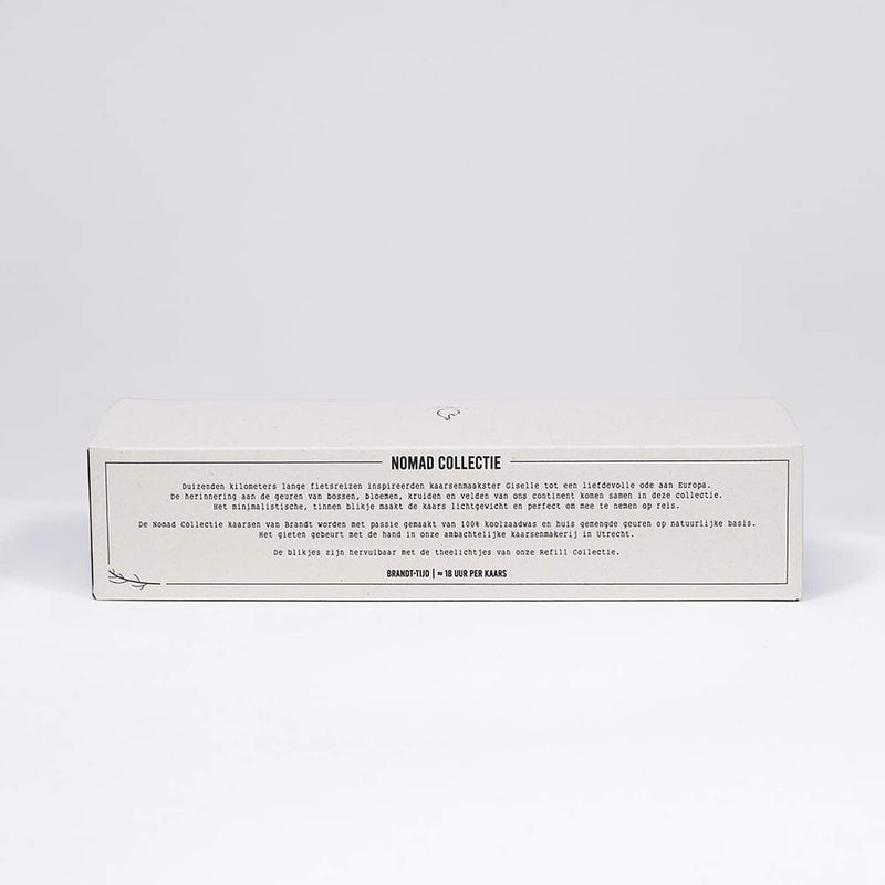 Brandt kaarsen Nomad Collectie Cadeauset achterkant | Sauvage + Primavera | INDISHA