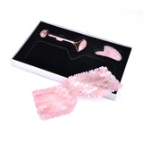 Set Rosequartz roller guasha en gezichtsmasker in geschenk-/bewaarbox