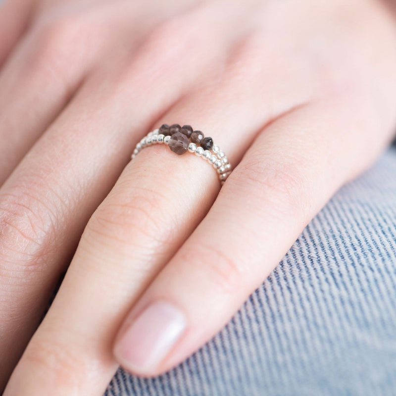 A Beautiful Story - edelsteen kaart ring zilver- Smokey Quartz-bruin