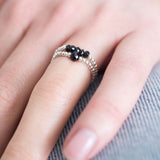 A Beautiful Story - edelsteen kaart ring zilver beauty - Black Onyx- zwart- vijf