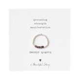 A Beautiful Story - edelsteen kaart ring zilver- Smokey Quartz-bruin-vijf