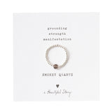 A Beautiful Story - edelsteen kaart ring zilver- Smokey Quartz-bruin - enkel